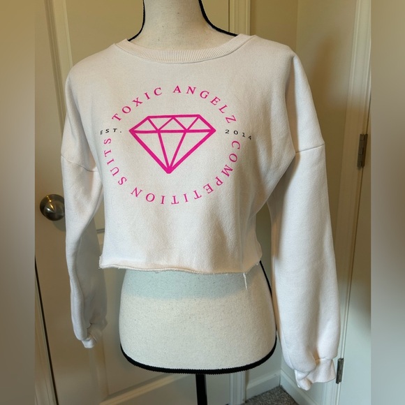 Toxic Angels soft white crop crew neck sweatshirt - Picture 1 of 4